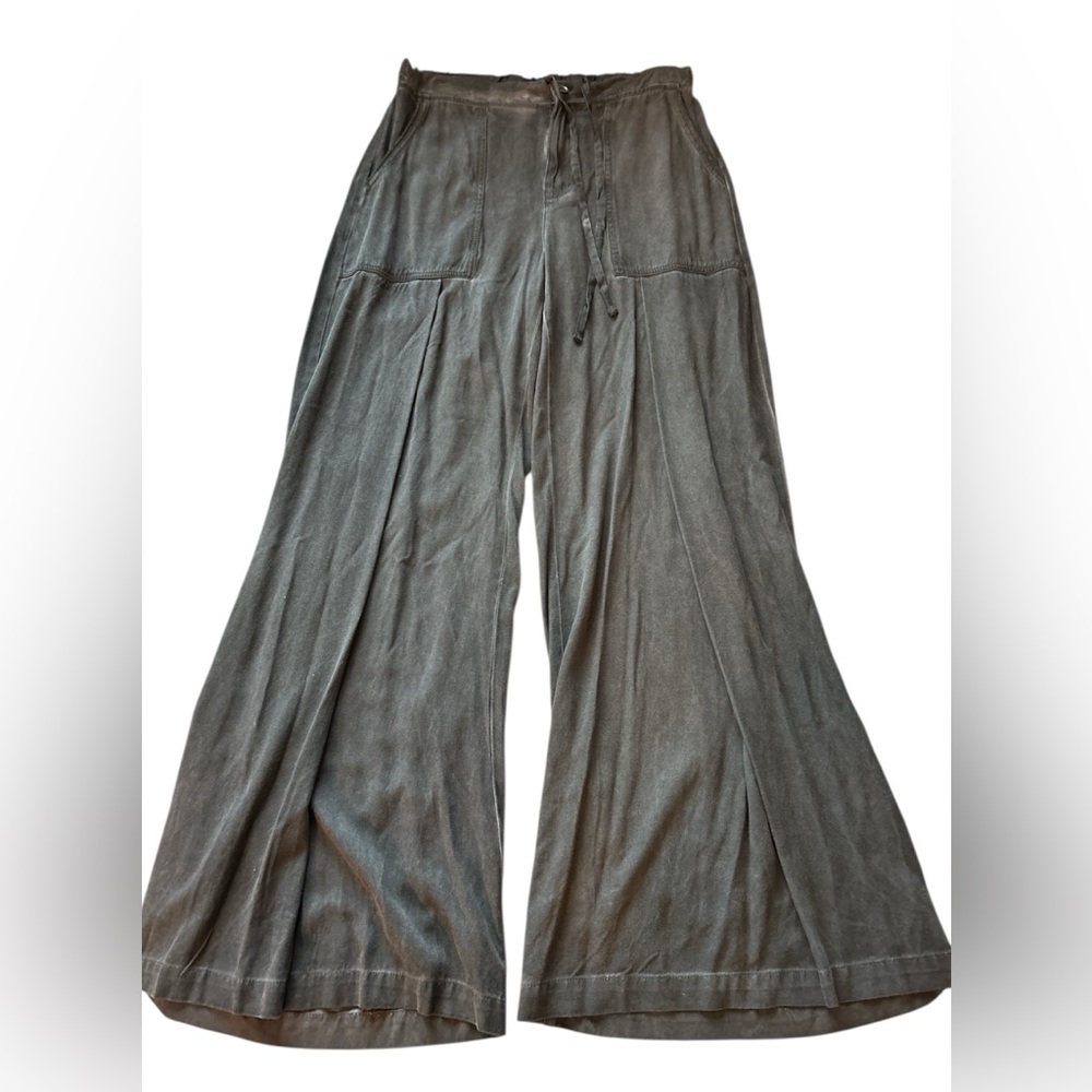XCVI wide leg distressed drawstring wide leg  pants medium gray